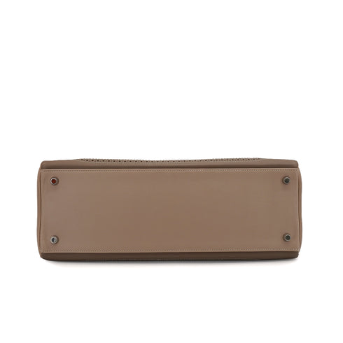 HERMES KELLY 35 GHILLIES RETOURNE ARGILE ETOUPE VEAU SWIFT HAND SHOULDER BAG 2012 SQUARE P STAMP PALLADIUM HARDWARE 90344353