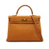 HERMES KELLY 35 RETORNE CHESTNUT OSTRICH HAND SHOULDER BAG 2005 SQUARE I GOLD HARDWARE 90331929