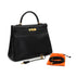 HERMES KELLY 35 RETOURNE BLACK BOX CALF HAND SHOULDER BAG 2002 SQUARE F GOLD HARDWARE 90334133