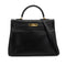 HERMES KELLY 35 RETOURNE BLACK BOX CALF HAND SHOULDER BAG 2002 SQUARE F GOLD HARDWARE 90334133