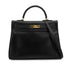 HERMES KELLY 35 RETOURNE BLACK BOX CALF HAND SHOULDER BAG 2002 SQUARE F GOLD HARDWARE 90334133