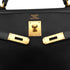 HERMES KELLY 35 RETOURNE BLACK BOX CALF HAND SHOULDER BAG 2002 SQUARE F GOLD HARDWARE 90334133