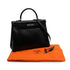 HERMES KELLY 35 RETOURNE BLACK BOX CALF HAND SHOULDER BAG 2003 SQUARE G RUTHENIUM HARDWARE 90343971