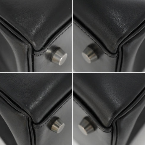 HERMES KELLY 35 RETOURNE BLACK BOX CALF HAND SHOULDER BAG 2003 SQUARE G RUTHENIUM HARDWARE 90343971