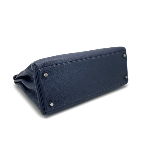 HERMES KELLY 35 RETOURNE BLUE ABYSSE TOGO HAND SHOULDER BAG 2009 SQUARE M PALLADIUM HARDWARE 90327258