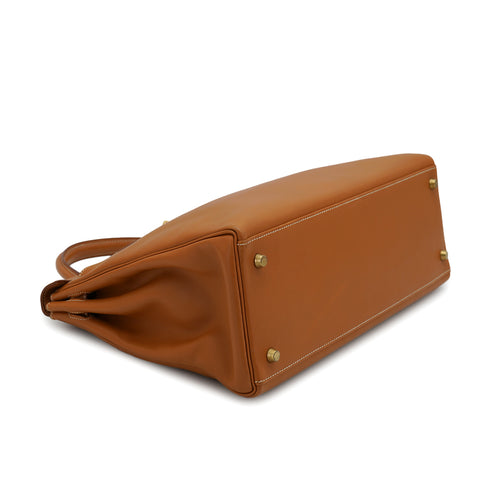 HERMES KELLY 35 RETOURNE GOLD VEAU GULLIVER HAND SHOULDER BAG 1997 SQUARE A GOLD HARDWARE 90328470