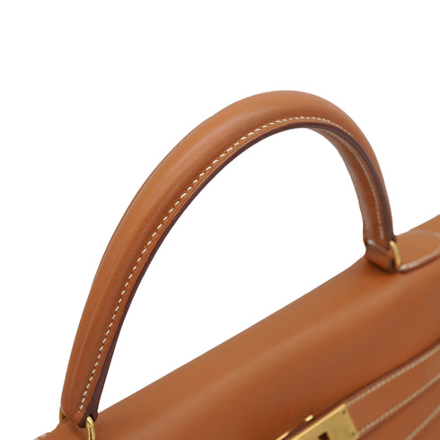 HERMES KELLY 35 RETOURNE GOLD VEAU GULLIVER HAND SHOULDER BAG 1997 SQUARE A GOLD HARDWARE 90328470