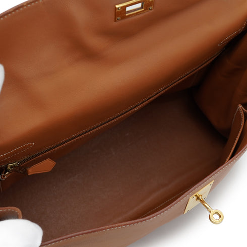 HERMES KELLY 35 RETOURNE GOLD VEAU GULLIVER HAND SHOULDER BAG 1997 SQUARE A GOLD HARDWARE 90328470
