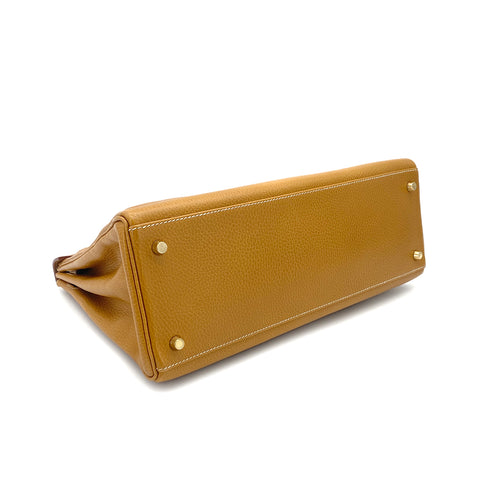 HERMES KELLY 35 RETOURNE NATURAL ARDENNES HAND SHOULDER BAG 1997 SQUARE A GOLD HARDWARE 90323191