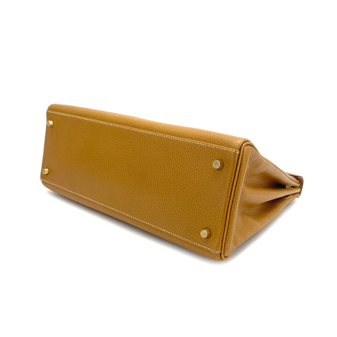 HERMES KELLY 35 RETOURNE NATURAL ARDENNES HAND SHOULDER BAG 1997 SQUARE A GOLD HARDWARE 90323191