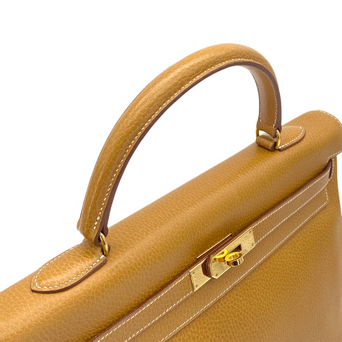 HERMES KELLY 35 RETOURNE NATURAL ARDENNES HAND SHOULDER BAG 1997 SQUARE A GOLD HARDWARE 90323191