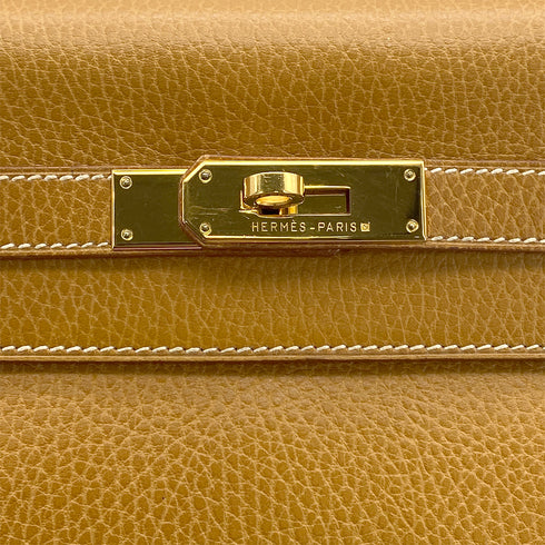 HERMES KELLY 35 RETOURNE NATURAL ARDENNES HAND SHOULDER BAG 1997 SQUARE A GOLD HARDWARE 90323191