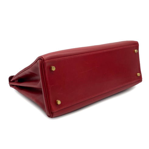 HERMES KELLY 35 RETOURNE ROUGE VIF BOXCALF HAND SHOULDER BAG 1999 SQUARE C GOLD HARDWARE 90315448