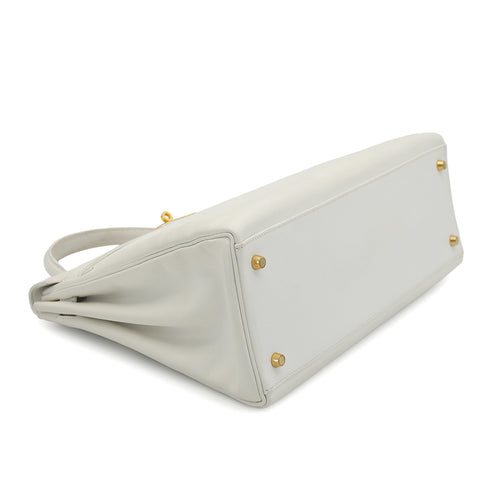 HERMES KELLY 35 RETOURNE WHITE VEAU GRAINE HAND SHOULDER BAG 1995 CIRCLE Y GOLD HARDWARE 90331930