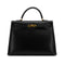 HERMES KELLY 35 SELLIER BLACK BOXCALF HAND BAG 2000 SQUARE D GOLD HARDWARE 90323195
