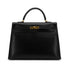 HERMES KELLY 35 SELLIER BLACK BOXCALF HAND BAG 2000 SQUARE D GOLD HARDWARE 90323195