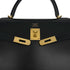HERMES KELLY 35 SELLIER BLACK BOXCALF HAND BAG 2000 SQUARE D GOLD HARDWARE 90323195