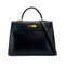 HERMES KELLY 35 SELLIER BLACK BOXCALF HAND SHOULDER BAG 1992 CIRCLE V GOLD HARDWARE 90321631