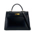 HERMES KELLY 35 SELLIER BLACK BOXCALF HAND SHOULDER BAG 1992 CIRCLE V GOLD HARDWARE 90321631