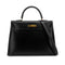 HERMES KELLY 35 SELLIER BLACK BOXCALF HAND SHOULDER BAG 1992 CIRCLE V GOLD HARDWARE 90326188