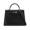 HERMES KELLY 35 SELLIER BLACK OSTRICH HAND SHOULDER BAG 1999 SQUARE C SILVER HARDWARE 90316160