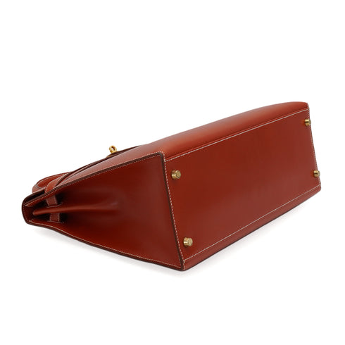 HERMES KELLY 35 SELLIER BRIQUE BOXCALF HAND SHOULDER BAG 1996 CIRCLE Z GOLD HARDWARE 90350402