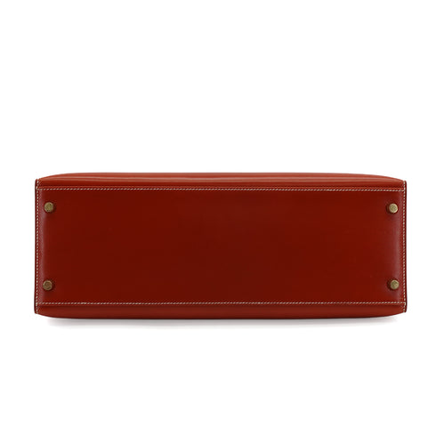 HERMES KELLY 35 SELLIER BRIQUE BOXCALF HAND SHOULDER BAG 1996 CIRCLE Z GOLD HARDWARE 90350402