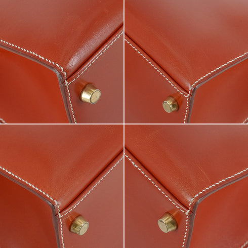 HERMES KELLY 35 SELLIER BRIQUE BOXCALF HAND SHOULDER BAG 1996 CIRCLE Z GOLD HARDWARE 90350402