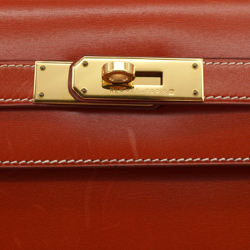 HERMES KELLY 35 SELLIER BRIQUE BOXCALF HAND SHOULDER BAG 1996 CIRCLE Z GOLD HARDWARE 90350402