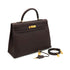 HERMES KELLY 35 SELLIER CHOCOLAT TOGO HAND SHOULDER BAG 2000 SQUARE D GOLD HARDWARE 90340357