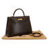 HERMES KELLY 35 SELLIER EBENE BOX CALF HAND SHOULDER BAG 2001 SQUARE E GOLD HARDWARE 90338878