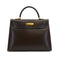HERMES KELLY 35 SELLIER EBENE BOX CALF HAND SHOULDER BAG 2001 SQUARE E GOLD HARDWARE 90338878