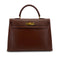 HERMES KELLY 35 SELLIER MARRON FONCE BOXCALF HAND BAG 1998 SQUARE B GOLD HARDWARE 90320997