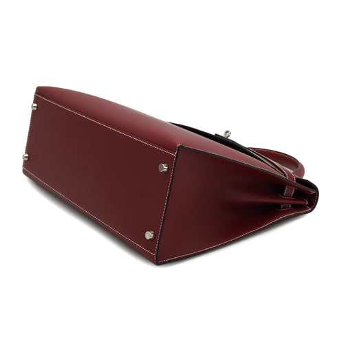 HERMES KELLY 35 SELLIER ROUGE H VEAU CHAMONIX HAND SHOULDER BAG 2001 SQUARE E PALLADIUM HARDWARE 90331400