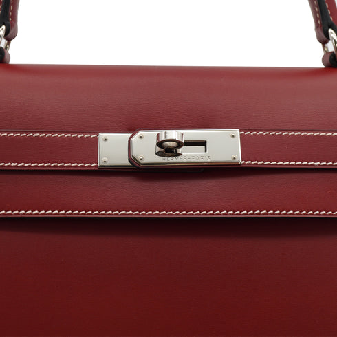 HERMES KELLY 35 SELLIER ROUGE H VEAU CHAMONIX HAND SHOULDER BAG 2001 SQUARE E PALLADIUM HARDWARE 90331400