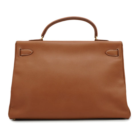 HERMES KELLY 40 RETOURNE GOLD COUCHEVEL HAND BAG 1997 SQUARE A GOLD HARDWARE 90351076