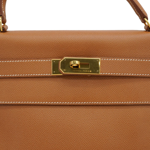 HERMES KELLY 40 RETOURNE GOLD COUCHEVEL HAND BAG 1997 SQUARE A GOLD HARDWARE 90351076