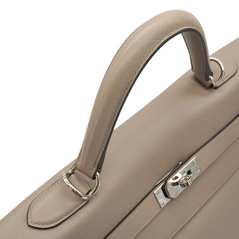 HERMES KELLY 50 RELAX VOYAGE RETOURNE GRIS ASPHALTE TAURILLON NOVILLO HAND SHOULDER BAG 2021 Z STAMP PALLADIUM HARDWARE 90335803