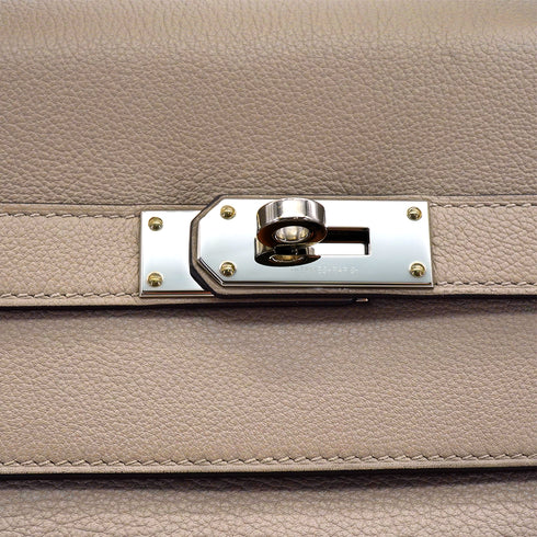 HERMES KELLY 50 RELAX VOYAGE RETOURNE GRIS ASPHALTE TAURILLON NOVILLO HAND SHOULDER BAG 2021 Z STAMP PALLADIUM HARDWARE 90335803