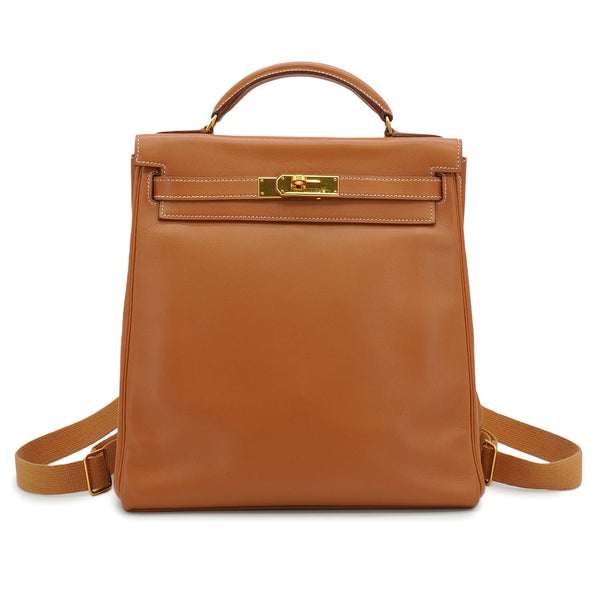 HERMES KELLY ADO GM GOLD VEAU GULLIVER BACKPACK 1999 SQUARE C GOLD HARDWARE 90334132