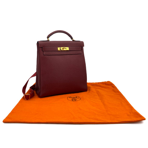 HERMES KELLY ADO GM RETOURNE ROUGE H FJORD BACKPACK 2001 SQUARE E GOLD HARDWARE 90317189