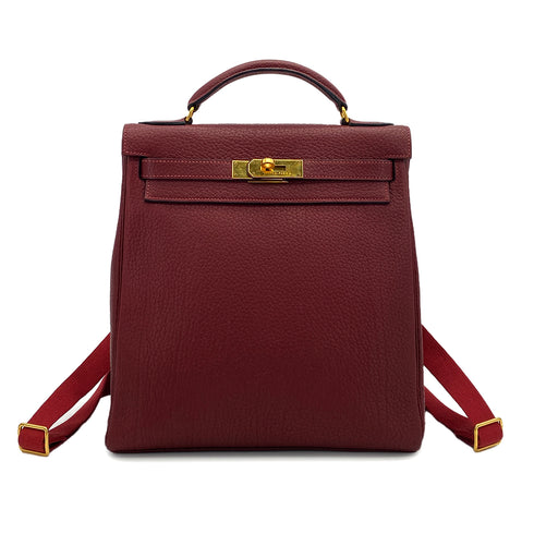 HERMES KELLY ADO GM RETOURNE ROUGE H FJORD BACKPACK 2001 SQUARE E GOLD HARDWARE 90317189