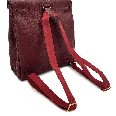 HERMES KELLY ADO GM RETOURNE ROUGE H FJORD BACKPACK 2001 SQUARE E GOLD HARDWARE 90317189