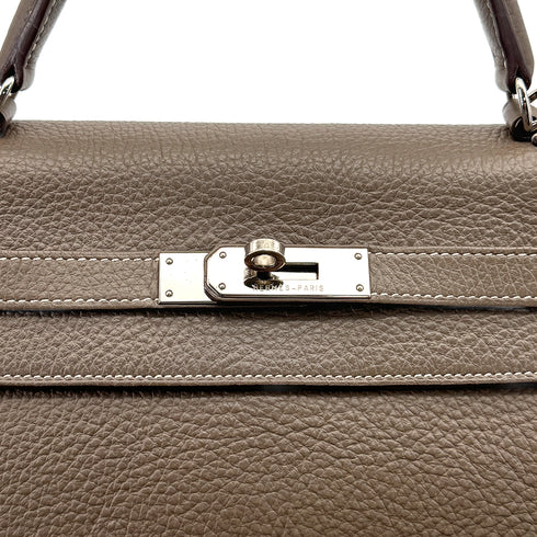 HERMES KELLY AMAZON 32 RETOURNE ETOUPE TOGO HAND SHOULDER BAG 2010 SQUARE N PALLADIUM HARDWARE 90277075