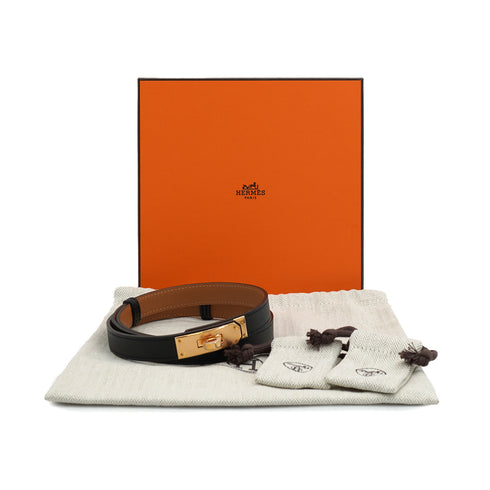 HERMES KELLY BELT 18 BLACK VEAU EPSOM 2023 B STAMP ROSE GOLD HARDWARE 90328716