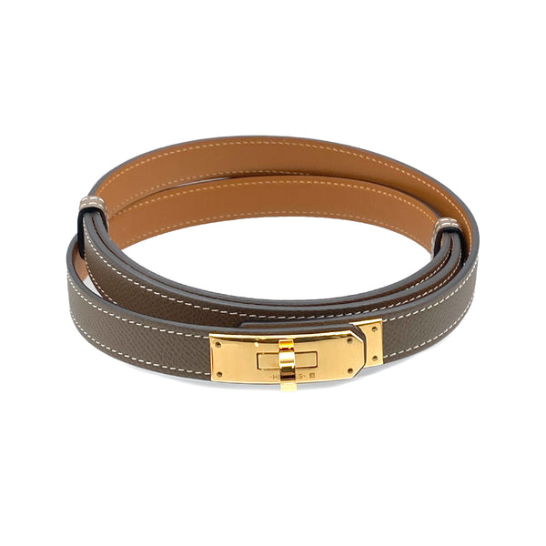 HERMES KELLY BELT 18 ETOUPE VEAU EPSOM 2020 Y STAMP GOLD HARDWARE 90328131