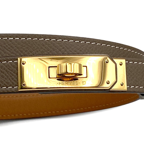 HERMES KELLY BELT 18 ETOUPE VEAU EPSOM 2020 Y STAMP GOLD HARDWARE 90328131