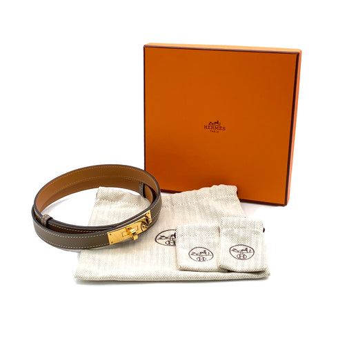 HERMES KELLY BELT 18 ETOUPE VEAU EPSOM 2020 Y STAMP GOLD HARDWARE 90328131