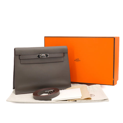 HERMES KELLY DANCE 2 ETAIN EVERCOLOR SHOULDER BAG 2021 Z PALLADIUM HARDWARE 90335835