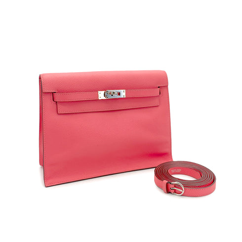HERMES KELLY DANCE 2 ROSE AZALEE EVERCOLOR SHOULDER BAG 2019 D STAMP PALLADIUM HARDWARE 90326718